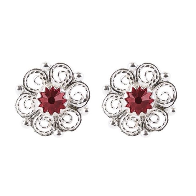 Hovedbilde Ørepynt 539 425 hvit med rød stein  