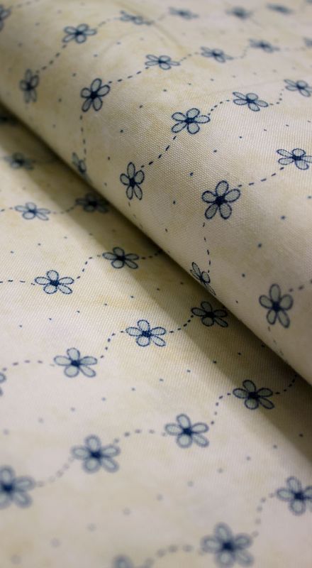 Bomullslerret små blå blomster Butterflies and Blooms