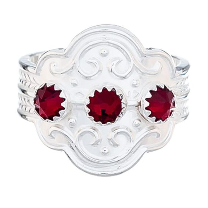 Hovedbilde Bunadsring 703420 hvit m/ rød stein 