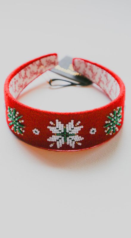 Hårbøyle med perler -medium - rød - Nr 4410