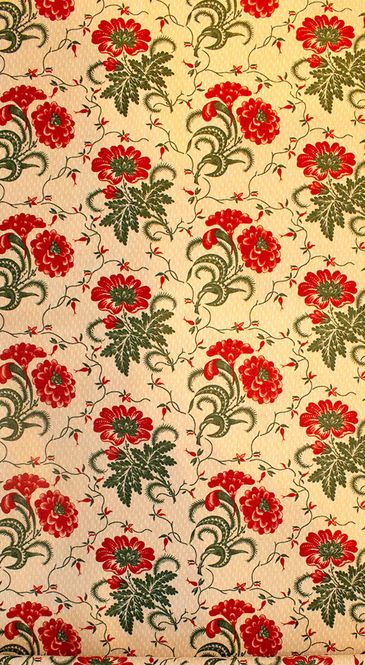 Hovedbilde Bomullslerret Beige blomstrete (rød/grønn)