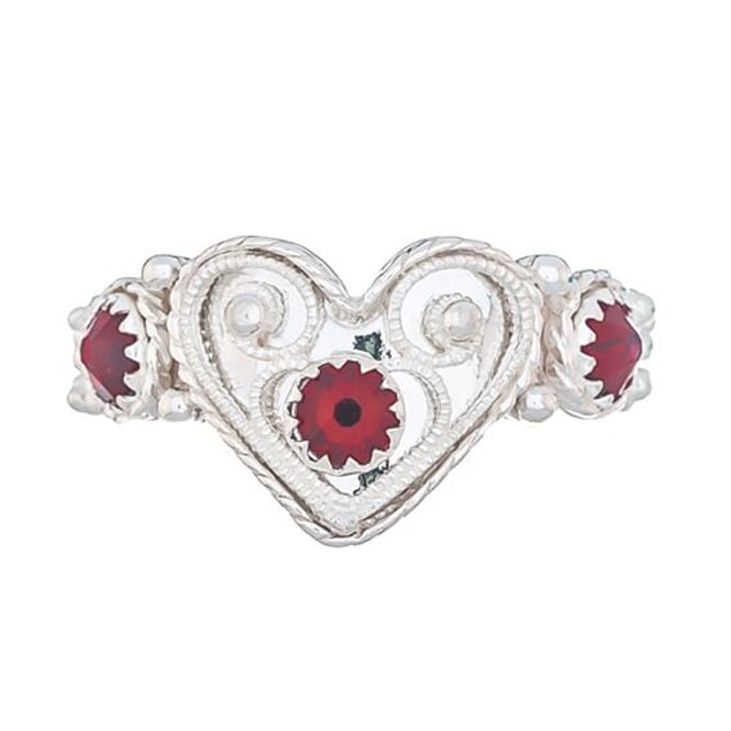 Hovedbilde Hjertering 761 420, hvit m/filigran og røde ...