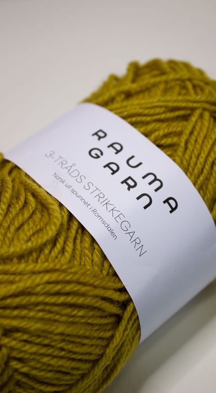 Rauma 3 tråds strikkegarn 150 Sennepgul 