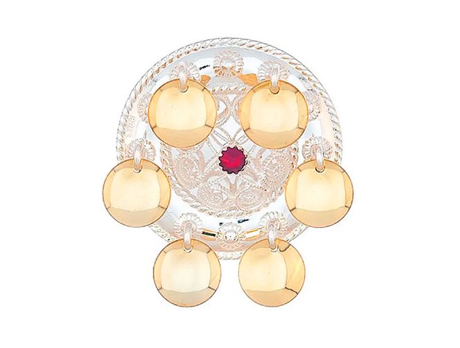 Hovedbilde Hårstrikk234 599 Hvit/ forgylt m/ rød stein